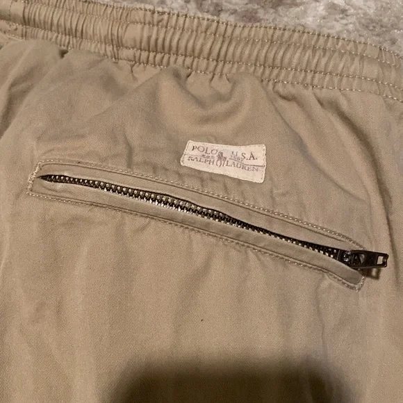 Vintage Polo Ralph Lauren elastic drawstring waist lightweight khaki chinos XL - Picture 4 of 10